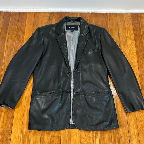 Mens Crémieux Genuine Lambskin Black Leather Blazer Size M - Picture 4 of 15